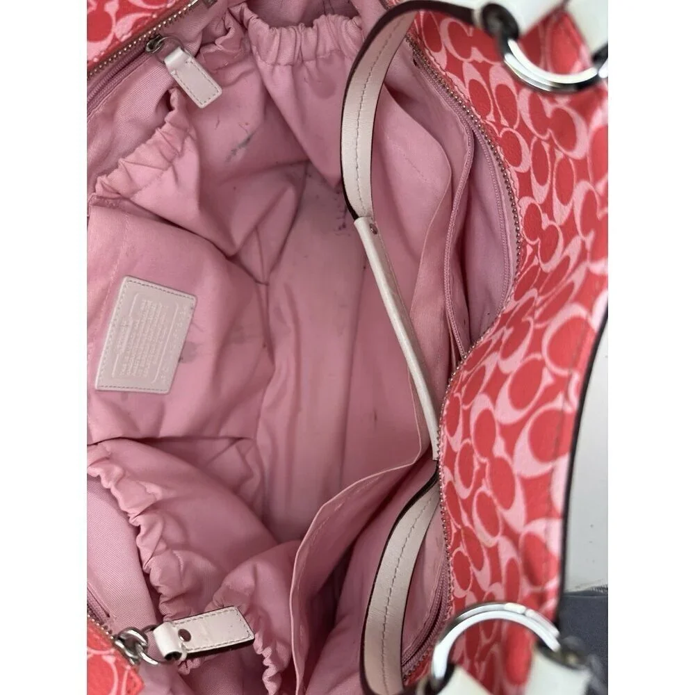 COACH Chelsea Heritage Stripe PVC-Leather Multi Use BAG Large Tote #F15134 Pink
